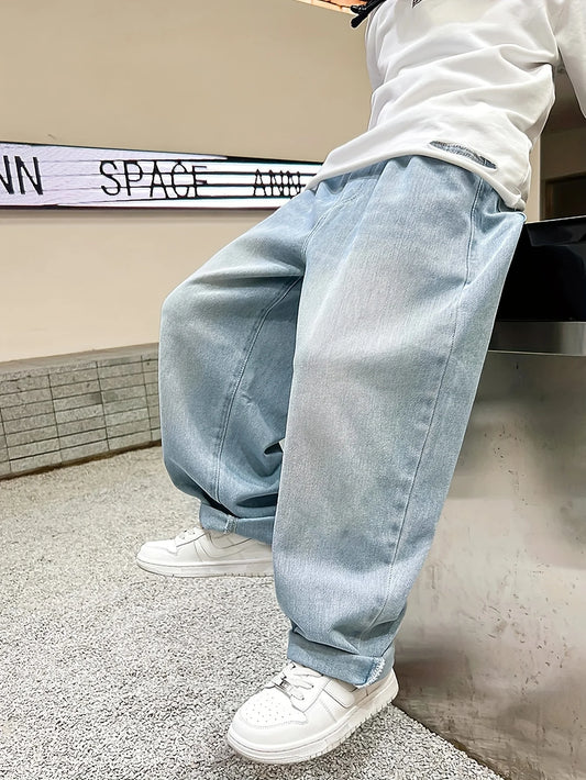 Boys' cartoon embroidered casual jeans, pants, spring and autumn