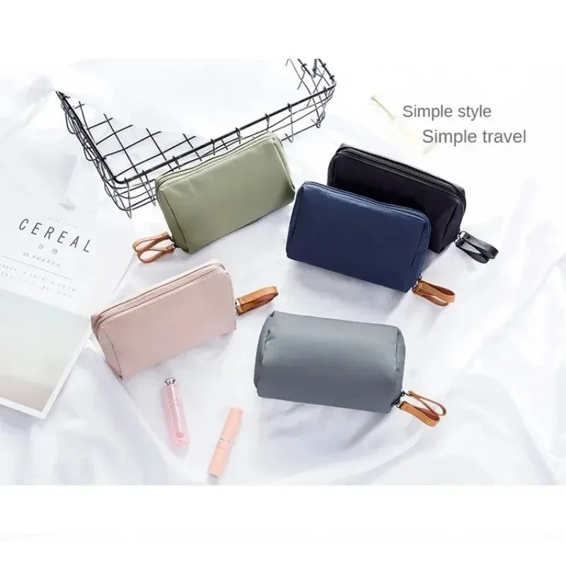 2024 New Women's Small Bag Toiletry Bag Portable Mini Solid Color Korean Makeup Bag Large Capacity Waterproof Storage Clutch Bag