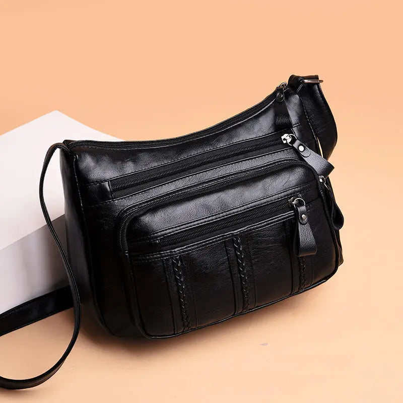 Women's bag Pu multilayered soft leather ladies fashion simple shoulder bags mom's bags crossbody bags