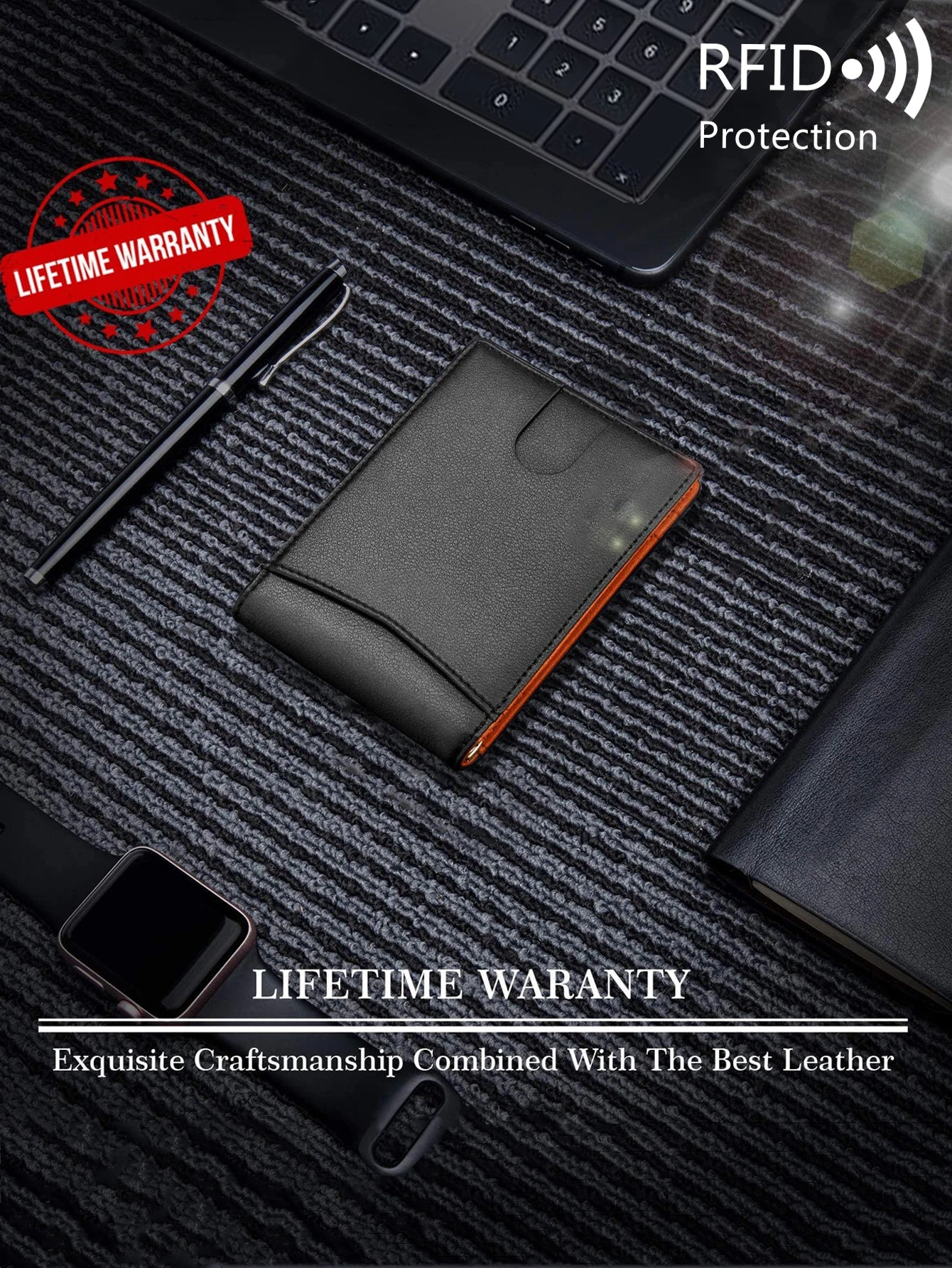 RFID carbon fiber men's wallet multifunctional ultra-thin mini 7-card slot/short card bag large capacity portable men's wallet