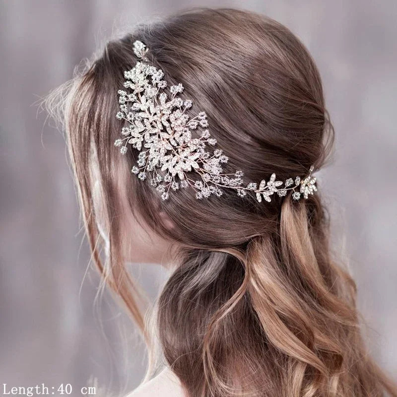Luxurious Flower Headbands Tiaras Wedding Hair Accessories For Women Bride Hair Jewelry Bridal Headband Headpiece Party Hairband