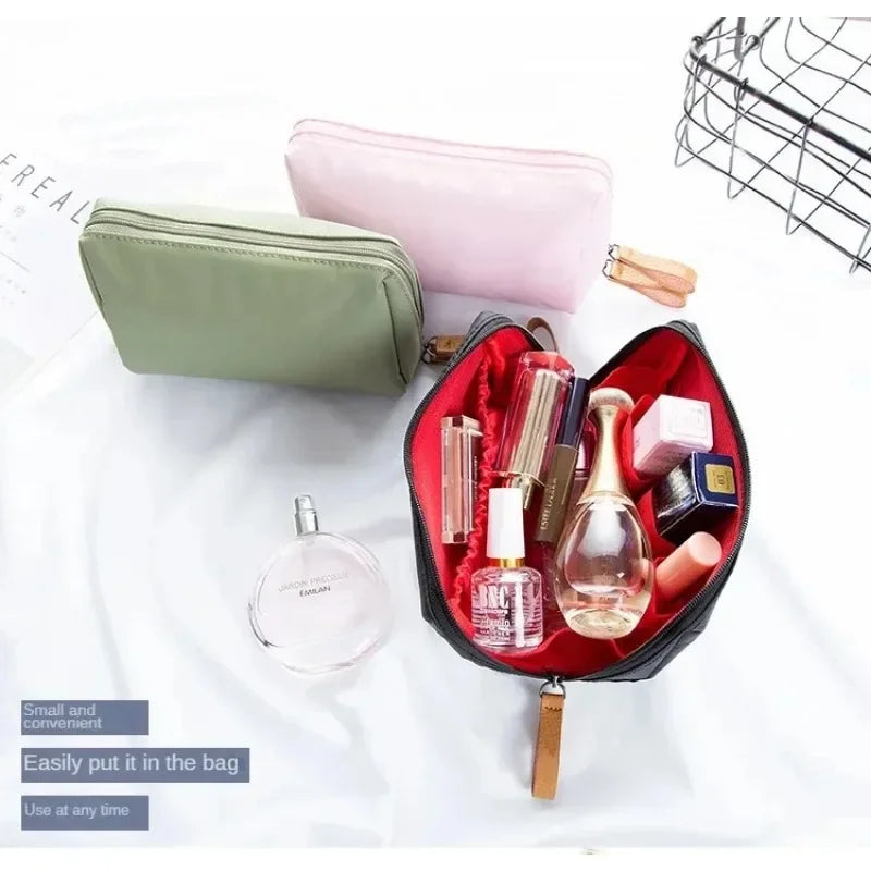 2024 New Women's Small Bag Toiletry Bag Portable Mini Solid Color Korean Makeup Bag Large Capacity Waterproof Storage Clutch Bag
