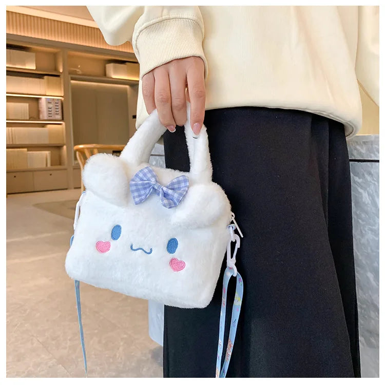 Sanrio Bag Kawaii Kuromi Cinnamoroll My Melody Cartoon Anime Plush Handbag Cosmetic Bag Travel Storage Bag Women Girl Gifts