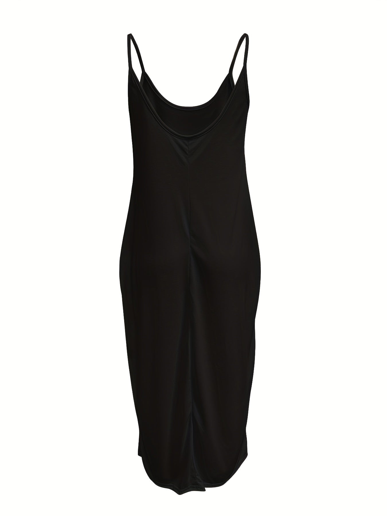 Deep V Neck Cami Dress With Pocket, Solid Casual Every Day Dress For Spring & Summer, Women's Clothing