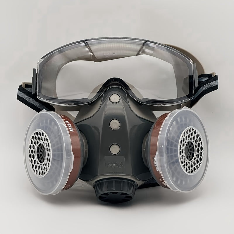 Enhanced Visibility, Reusable Respirator Kit with Anti-Fog Goggles - Hypoallergenic, Dust & Chemical Protection for Painting, Industrial Work, and Pesticide Application