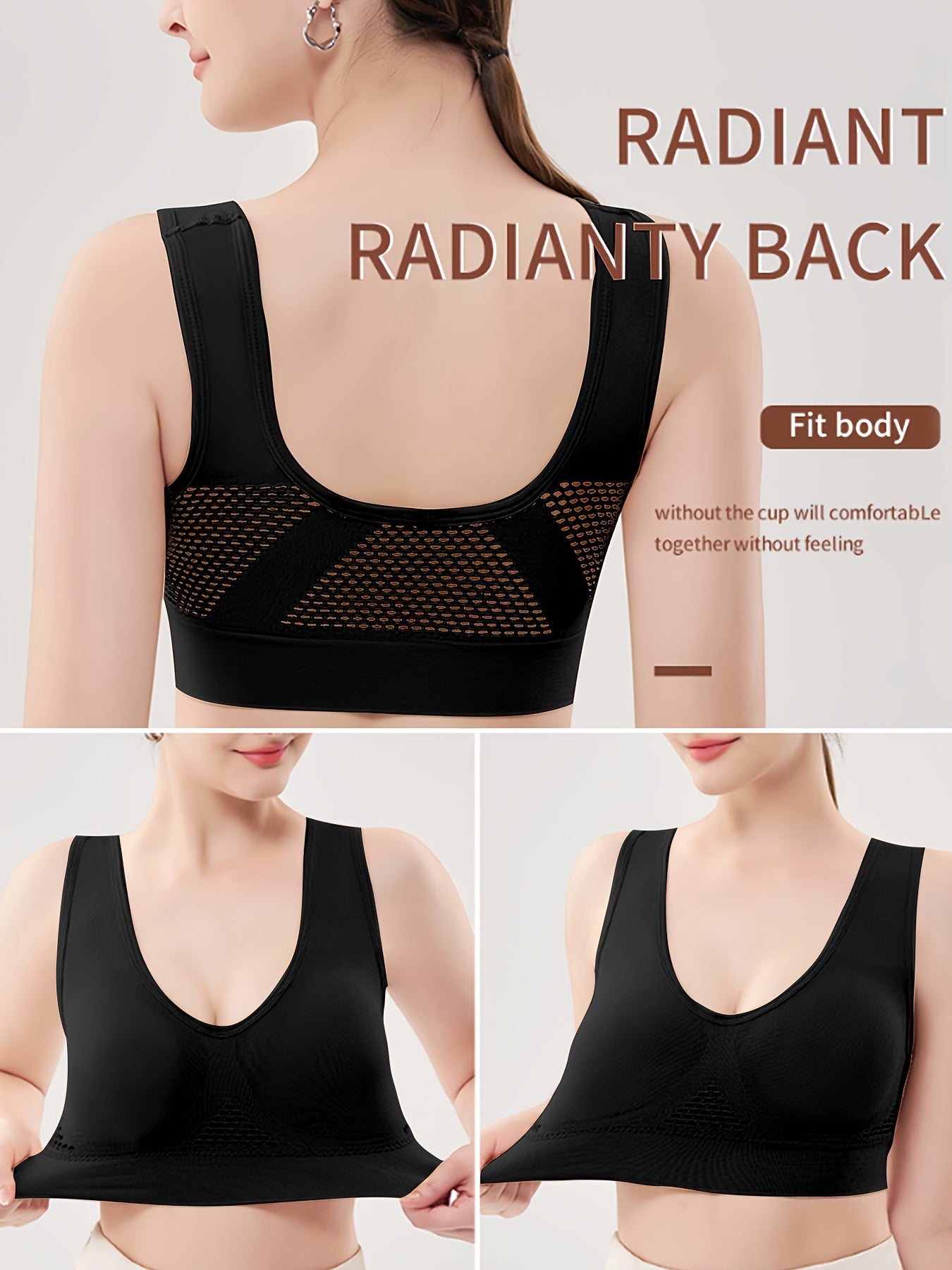 4 Pcs Seamless Push-Up Sports Bras for Women – Breathable Mesh Design, Wireless Comfort – Ideal for Yoga, Gym & Running Activewear