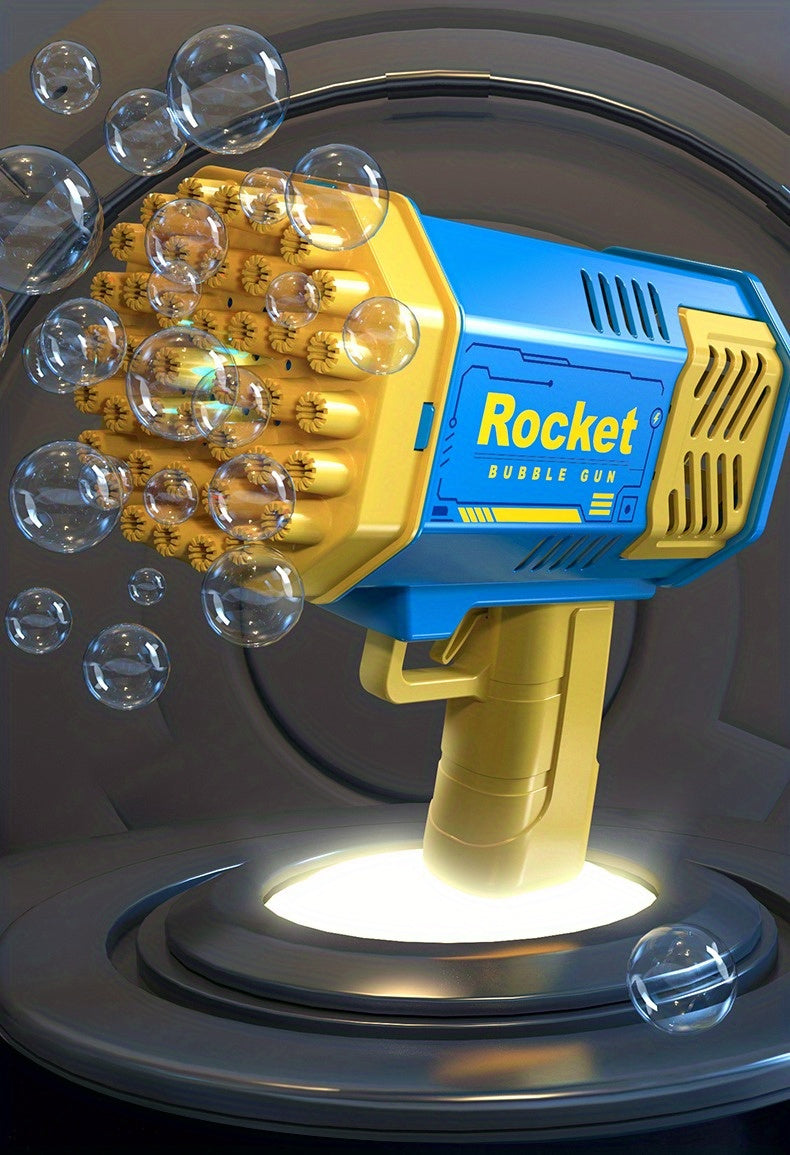 One Pack Of Children's 40 Holes Rocket Launcher Handheld Portable Electric Automatic Bubble Gun LED Light For Boys And Girls Gathering Party Birthday Halloween Christmas Gift Carnival