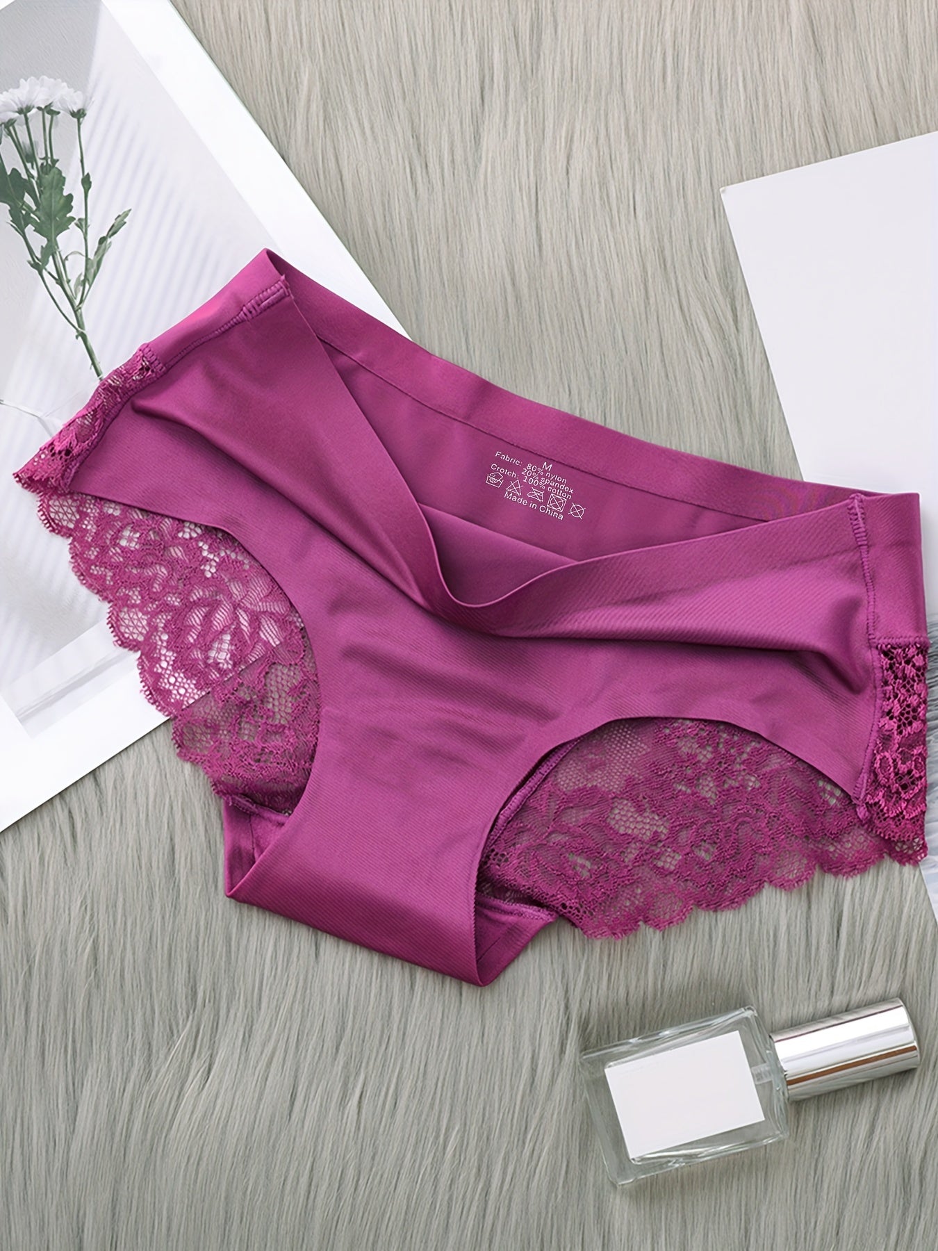 5pcs Comfy Chic Seamless Briefs - Semi-Sheer, Scallop Trim, Soft Stretch Fabric, Breathable, Moisture-Wicking, Everyday Wear - Women's Lingerie & Underwear Essentials