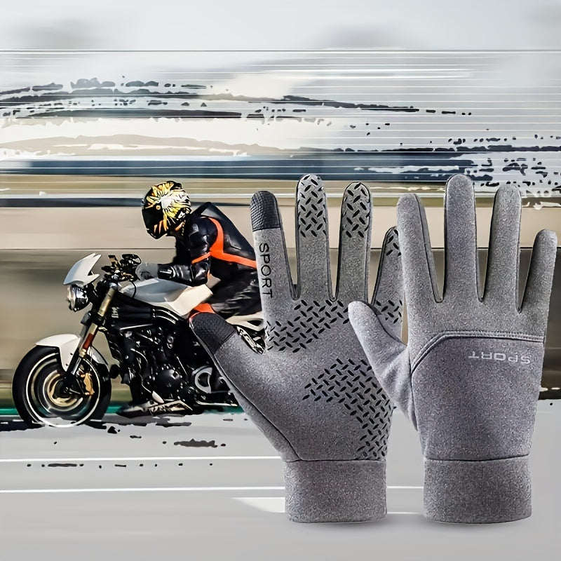 Autumn and Winter Outdoor Plus Velvet Cold Safeguard Gloves, Sports Riding Ski Touch Screen Gloves, Men's Warm Gloves