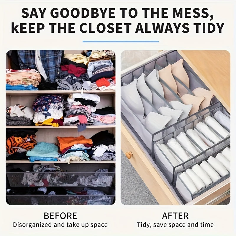 Foldable Drawer Underwear Organizer, Wardrobe Mesh Storage Box, Closet Divider Pants Bras Socks Sorting Bag