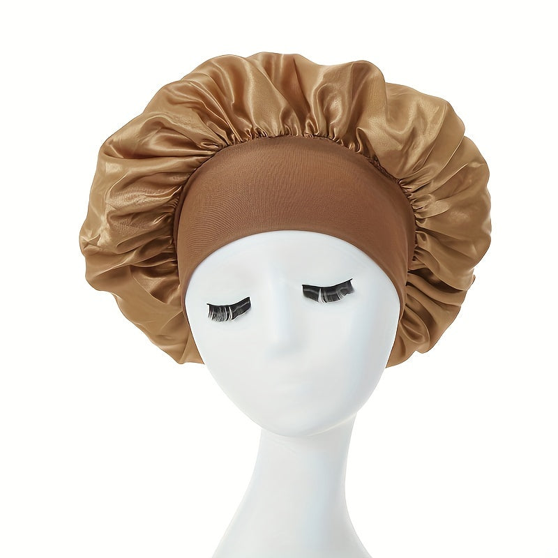 1pc Silky Satin Bonnet for Curly Hair - Wide Band Night Sleep Cap for Girls and Women - Soft and Comfortable Hair Cover for Sleeping and Styling
