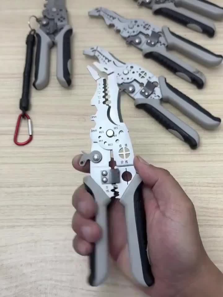 Industrial-Grade Multi-Function Wire Stripper with Non-Slip Grip - Copper Cutting, Crimping & Stripping Pliers for Electricians
