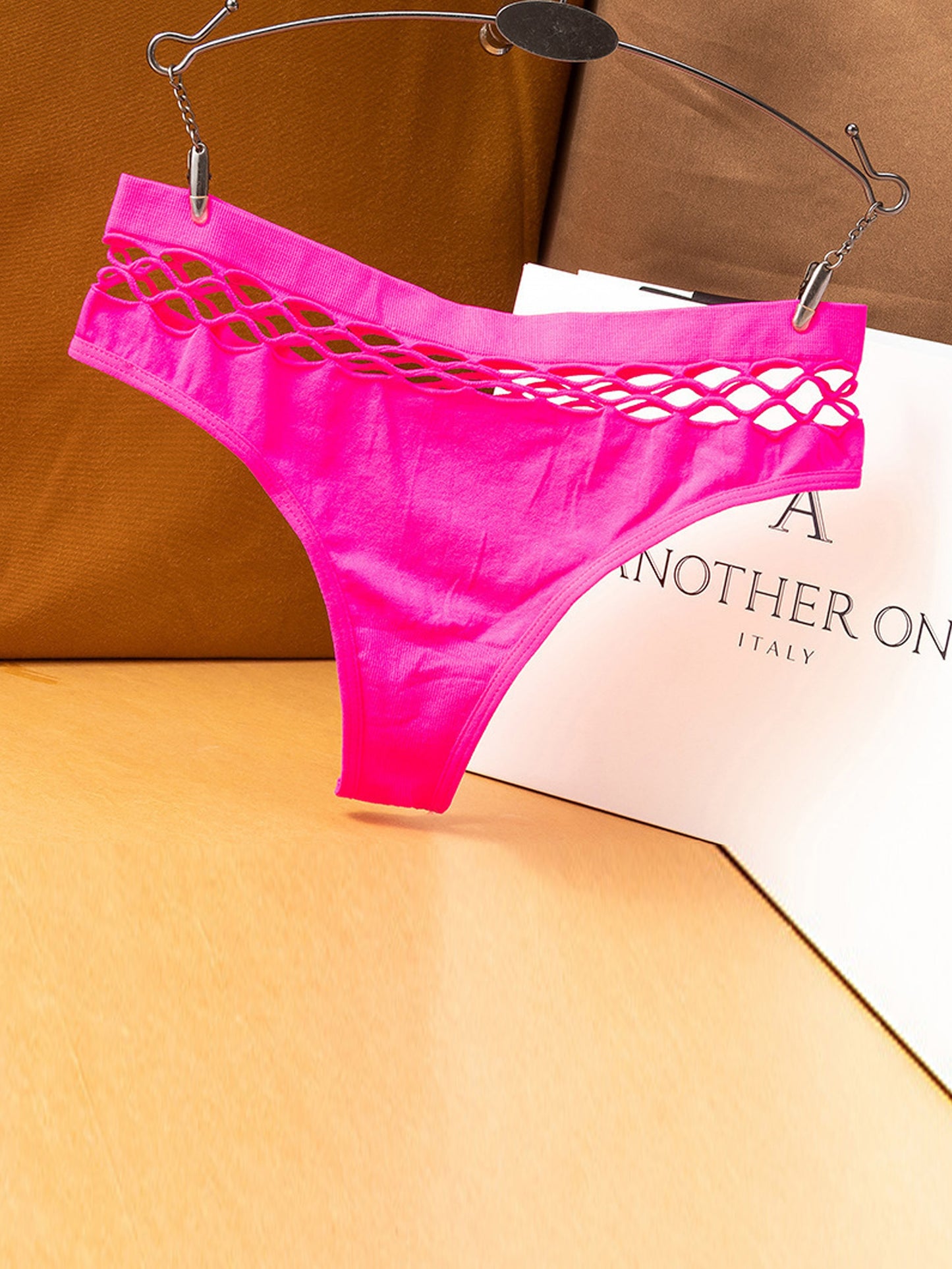 Cut Out Solid Thongs, Soft & Comfy Stretchy Intimates Panties, Women's Lingerie & Underwear