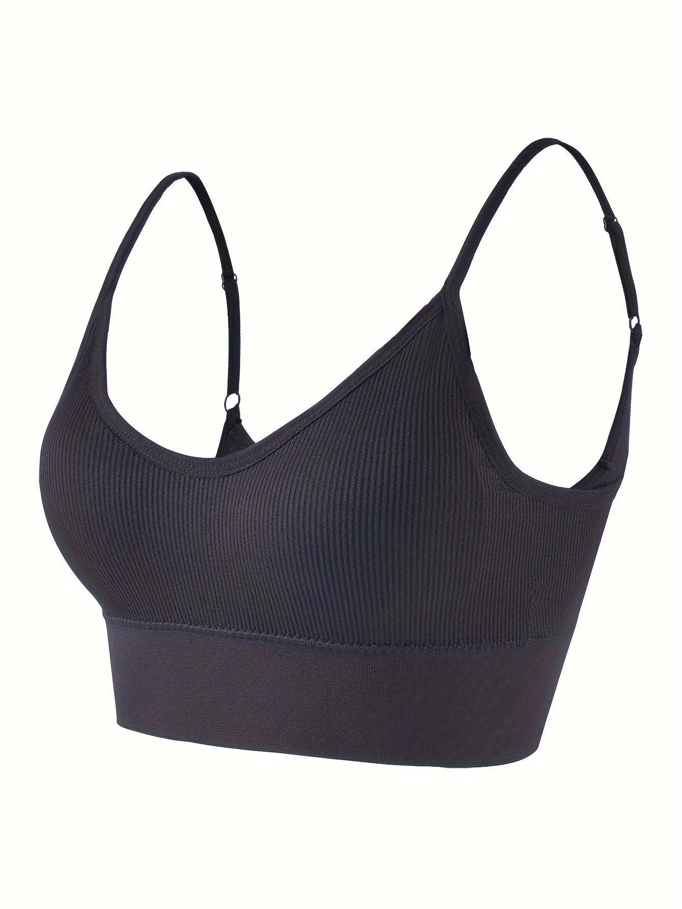 ComfyFit Solid Ribbed Sports Bra - Sports Bras for Women, Breathable Workout Fitness Intimates, Lingerie and Underwear with Superior Comfort and Support