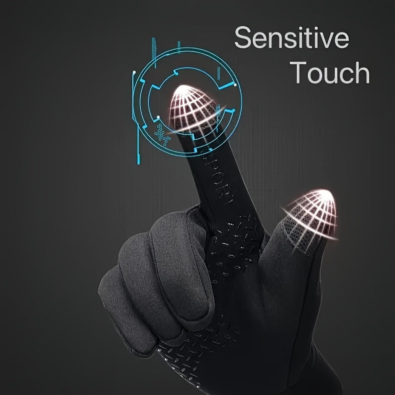 Autumn and Winter Outdoor Plus Velvet Cold Safeguard Gloves, Sports Riding Ski Touch Screen Gloves, Men's Warm Gloves