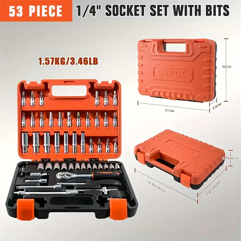 216/53/46pcs Professional Ratchet Toolset - Multi-functional Industrial Maintenance Kit with Torque Wrench, Screwdriver And Portable Repair Essentials for DIY Enthusiasts And Mechanics
