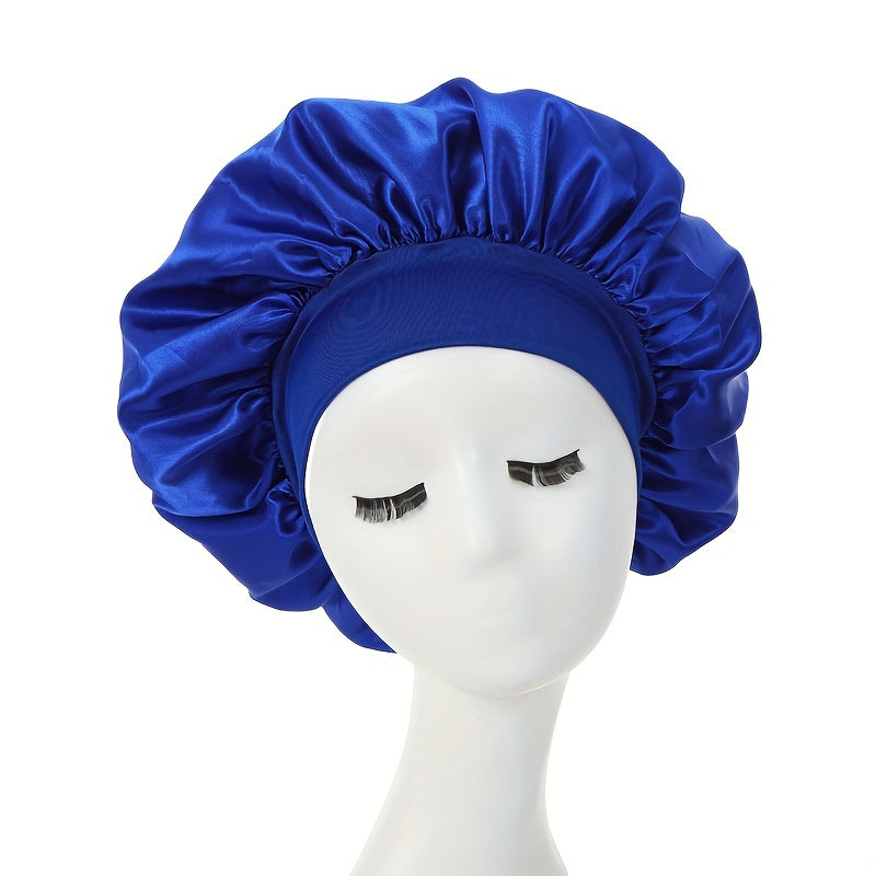 1pc Silky Satin Bonnet for Curly Hair - Wide Band Night Sleep Cap for Girls and Women - Soft and Comfortable Hair Cover for Sleeping and Styling