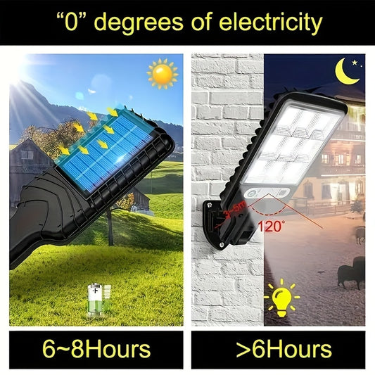 Solar-Powered LED Street Light 2200W | Human Body Induction | Remote Control | Durable Plastic | Semi-Flush Mount | Solar Panel | Energy-Efficient Outdoor Lighting for Gardens & Pathways, Security Lighting | Sleek Solar Light