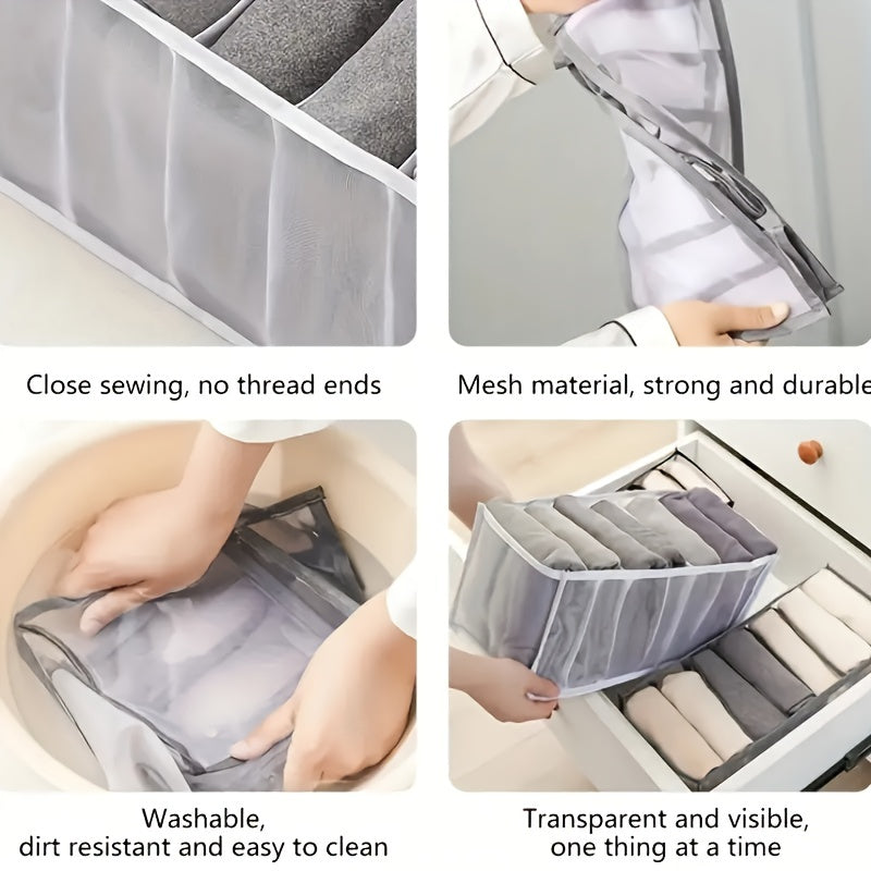 Foldable Drawer Underwear Organizer, Wardrobe Mesh Storage Box, Closet Divider Pants Bras Socks Sorting Bag