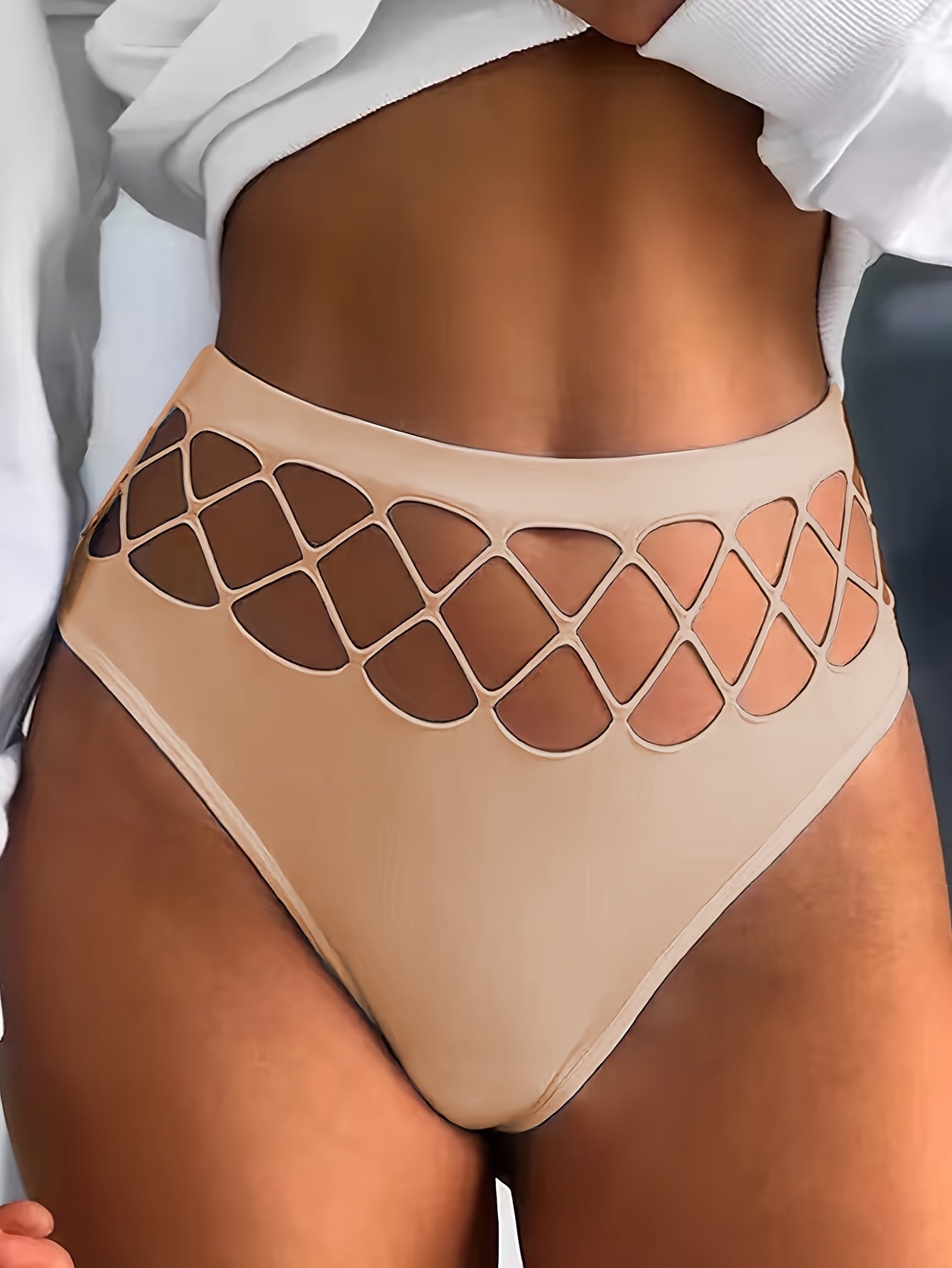 Cut Out Solid Thongs, Soft & Comfy Stretchy Intimates Panties, Women's Lingerie & Underwear