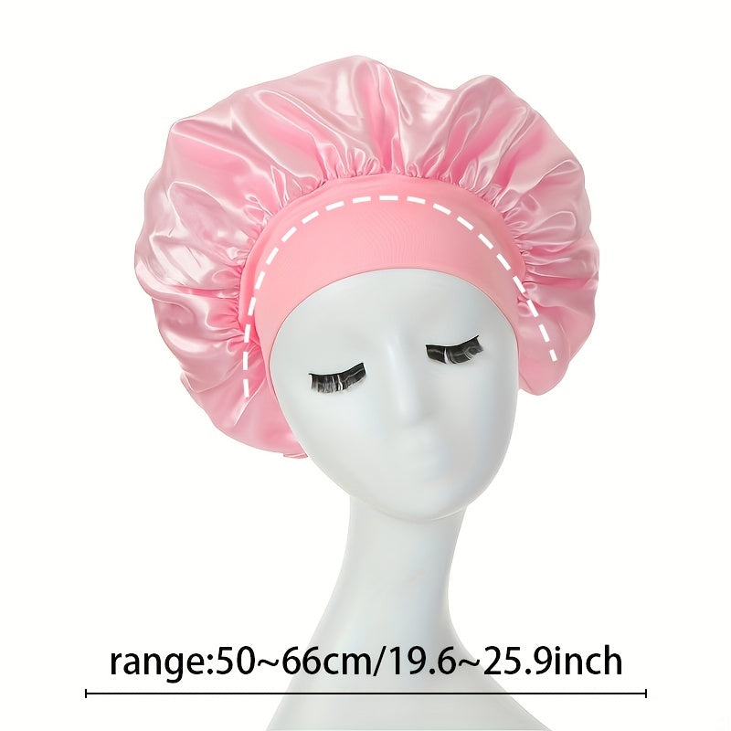 1pc Silky Satin Bonnet for Curly Hair - Wide Band Night Sleep Cap for Girls and Women - Soft and Comfortable Hair Cover for Sleeping and Styling
