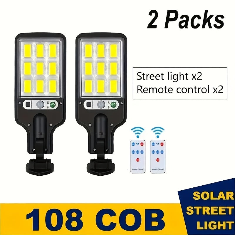 Solar-Powered LED Street Light 2200W | Human Body Induction | Remote Control | Durable Plastic | Semi-Flush Mount | Solar Panel | Energy-Efficient Outdoor Lighting for Gardens & Pathways, Security Lighting | Sleek Solar Light