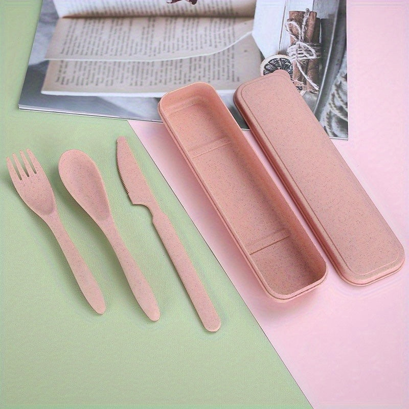3 In 1 Camping Utensil Set - Reusable Utensils Set With Case, Travel Utensils, Portable Utensils Set - Plastic Case - For Outdoor Enthusiasts & Travelers - Perfect for Camping, Picnics & Everyday Use