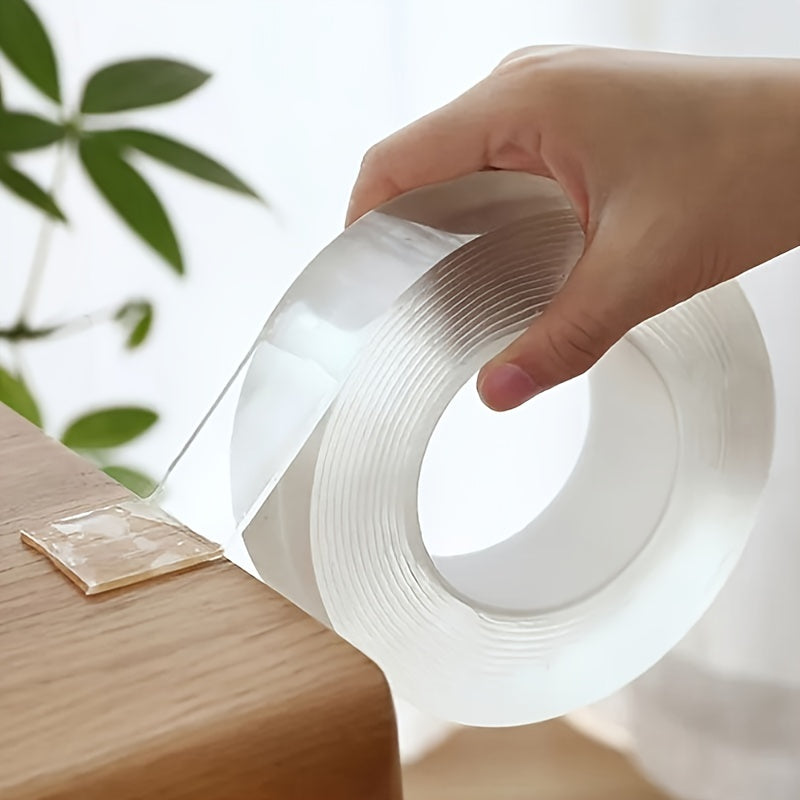 Heavy Duty Double Sided Nano Tape - Reusable, Traceless, Strong, Sticky, Removable, Washable, Clear Mounting Strips for Home, Office, Car - 1 Roll, Multipurpose Paste Items