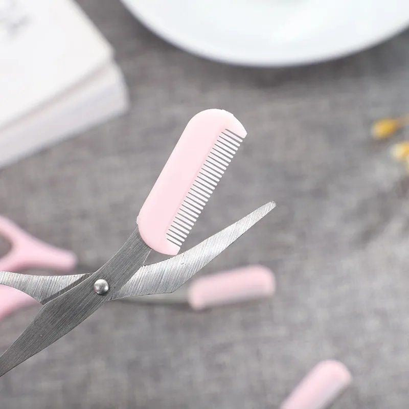 Facial Hair Removal Trimmer Scissor - Eyebrow Shaping Grooming Makeup Tool with Comb - Cosmetic Accessory
