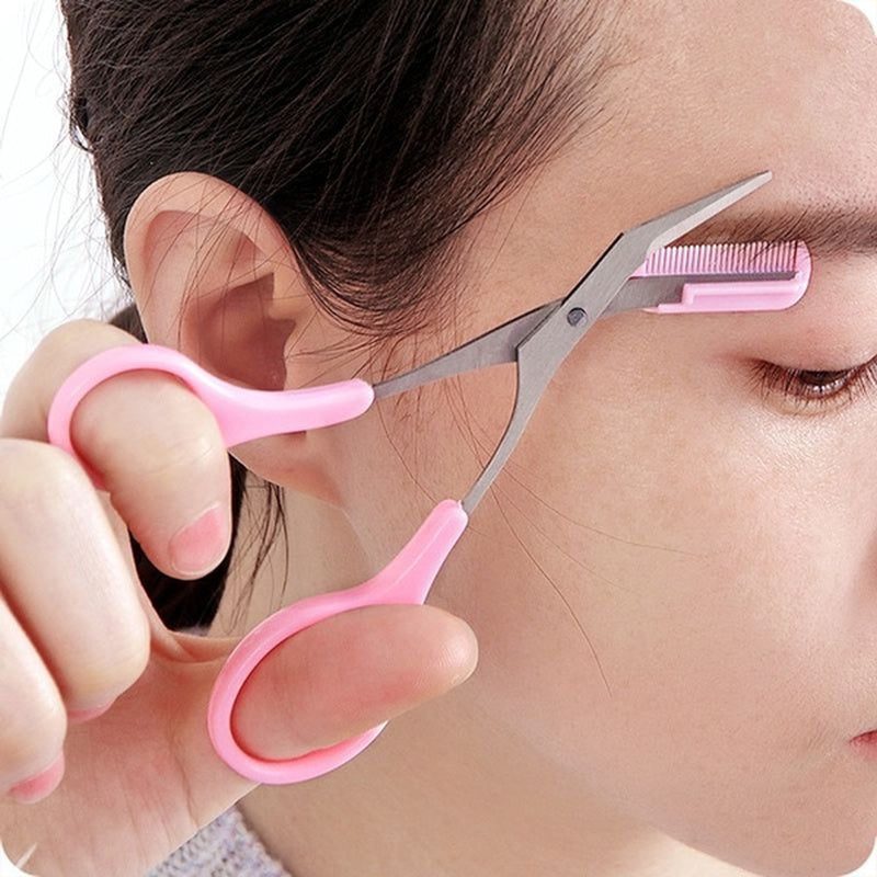 Facial Hair Removal Trimmer Scissor - Eyebrow Shaping Grooming Makeup Tool with Comb - Cosmetic Accessory
