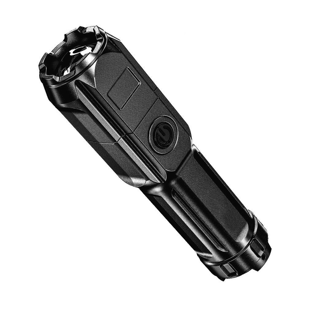 1pc Tactical Zoomable Flashlight - Rechargeable 800mAh Battery, Portable Multi-Functional Outdoor Light with Textured Grip & Dual Power Source (Battery/USB) for Home, Camping, and Emergency Use, Rechargeable Flashlight