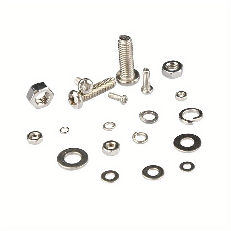 320pcs Premium Stainless Steel SS304 Screw and Nut Assortment Kit - Corrosion-Resistant, Snap-in Nuts, M2 to M5 Sizes - Ideal for DIY, Repair, and Industrial Applications
