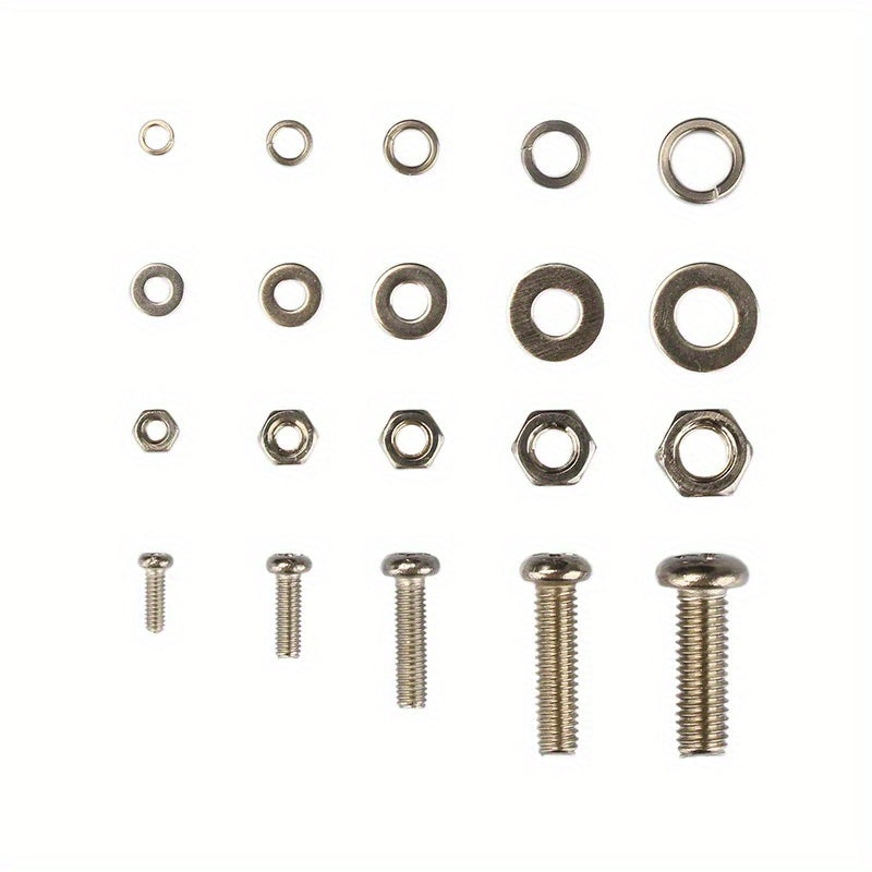 320pcs Premium Stainless Steel SS304 Screw and Nut Assortment Kit - Corrosion-Resistant, Snap-in Nuts, M2 to M5 Sizes - Ideal for DIY, Repair, and Industrial Applications