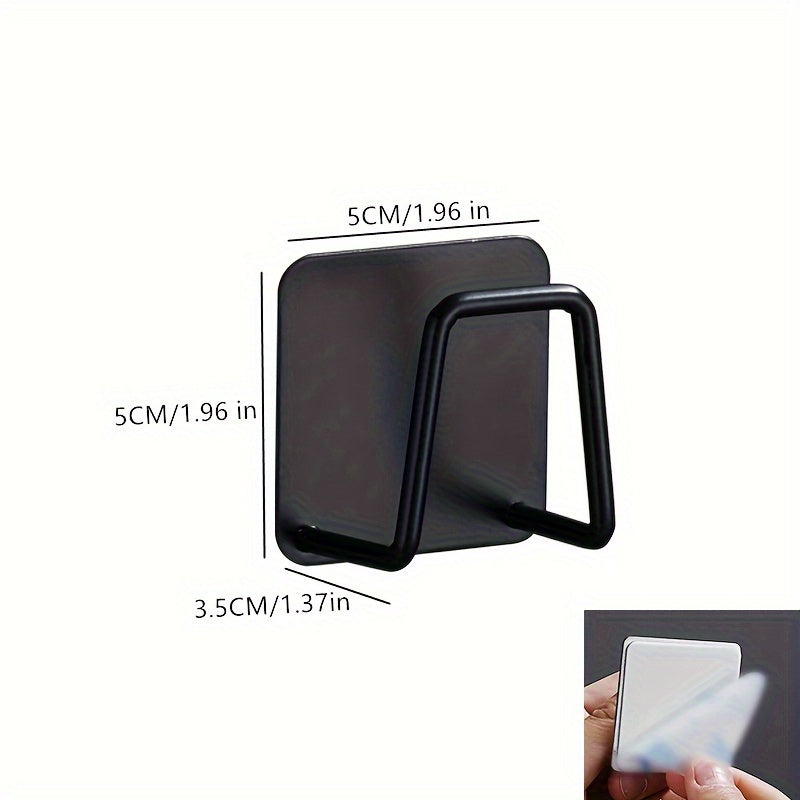 1pc Stainless Steel Sponge Holder for Kitchen Sink - No-Drill, Wall Mount Design with Dual Hooks, Ideal for Sponges & Small Tools, Keeps Surfaces Clean, Sponges for Washing Dishes