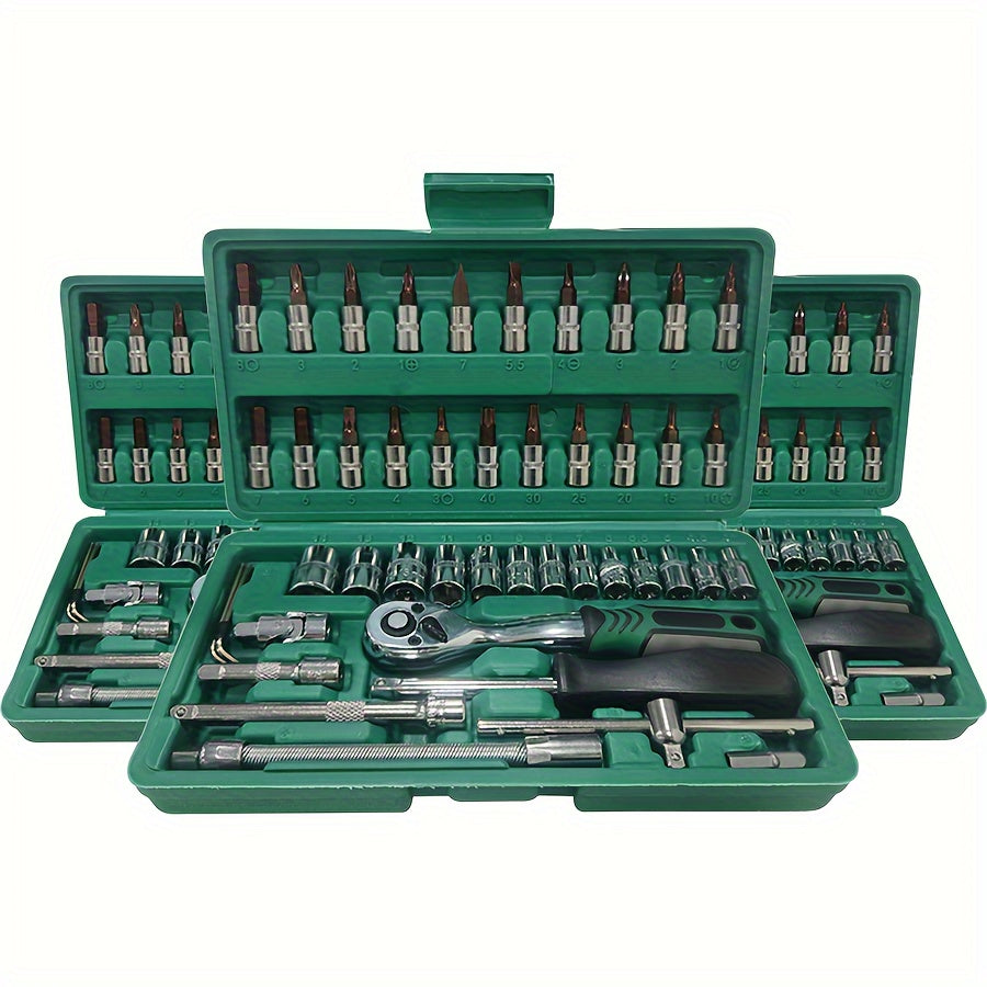 216/53/46pcs Professional Ratchet Toolset - Multi-functional Industrial Maintenance Kit with Torque Wrench, Screwdriver And Portable Repair Essentials for DIY Enthusiasts And Mechanics