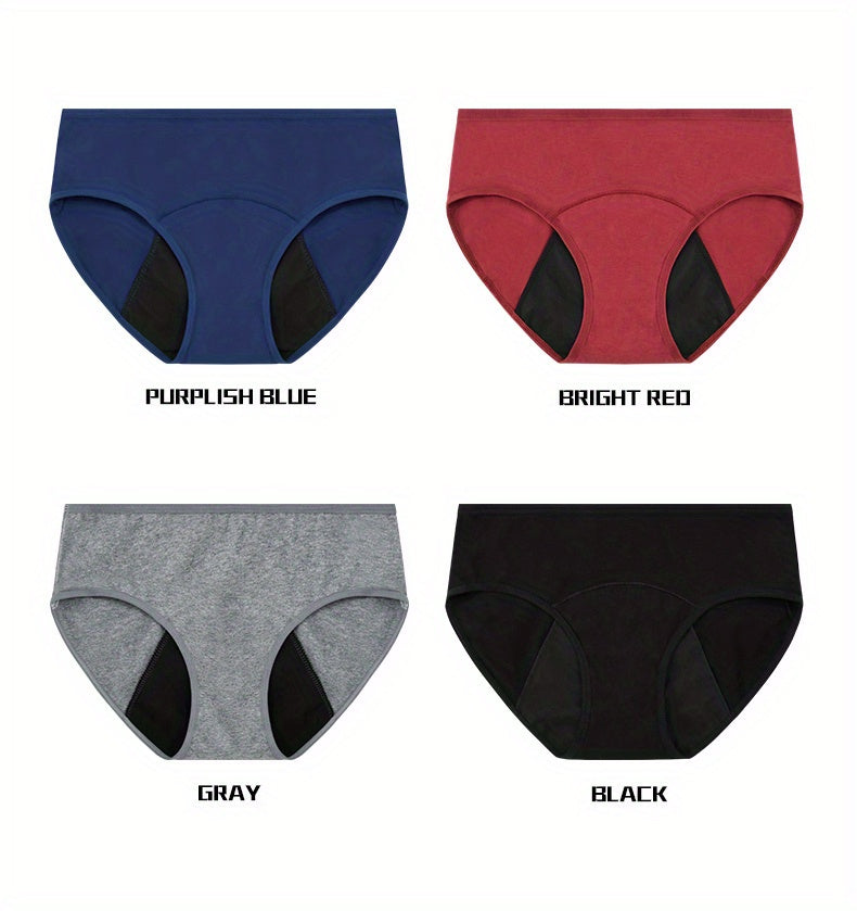 3pcs Simple Period Panties, Comfort Mid-high Waist Physiological Briefs, Breathable Postpartum Panty, Menstruation Panties, Women's Underwear & Lingerie