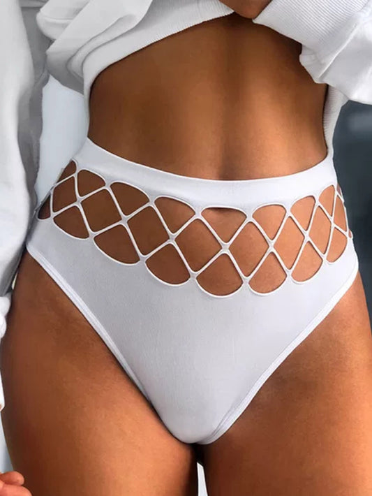 Cut Out Solid Thongs, Soft & Comfy Stretchy Intimates Panties, Women's Lingerie & Underwear