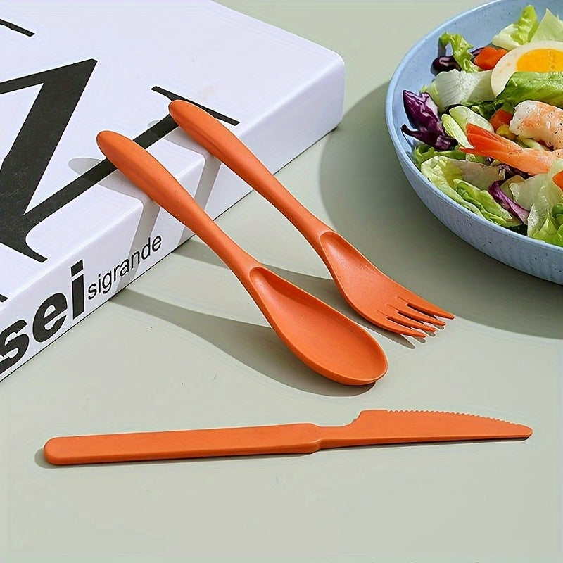 3 In 1 Camping Utensil Set - Reusable Utensils Set With Case, Travel Utensils, Portable Utensils Set - Plastic Case - For Outdoor Enthusiasts & Travelers - Perfect for Camping, Picnics & Everyday Use