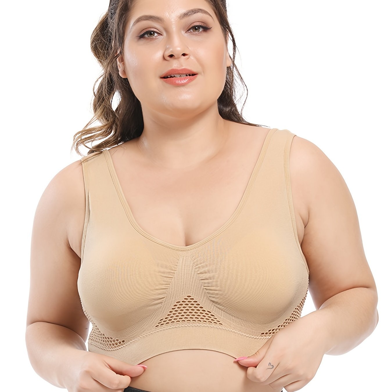 [Gentle Care] Plus Size Seamless Sports Bra for Women - Purple, Breathable Mesh Fabric, Push-Up with Removable Pads, Comfort Fit Vest Style, Sizes 36XL to 40XL, Plus Size Bra