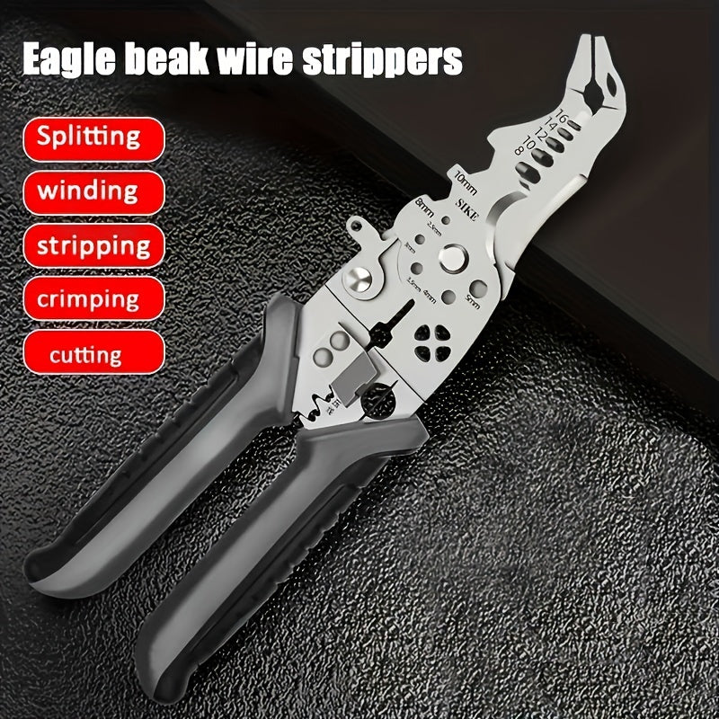 Industrial-Grade Multi-Function Wire Stripper with Non-Slip Grip - Copper Cutting, Crimping & Stripping Pliers for Electricians