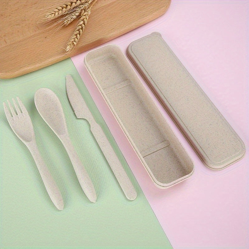 3 In 1 Camping Utensil Set - Reusable Utensils Set With Case, Travel Utensils, Portable Utensils Set - Plastic Case - For Outdoor Enthusiasts & Travelers - Perfect for Camping, Picnics & Everyday Use