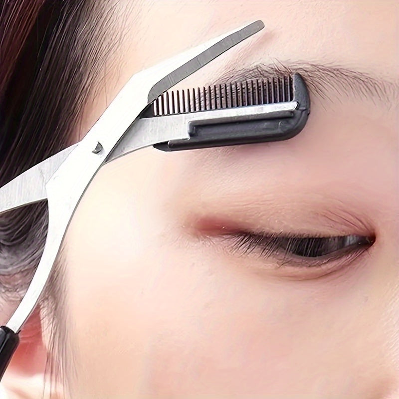 Facial Hair Removal Trimmer Scissor - Eyebrow Shaping Grooming Makeup Tool with Comb - Cosmetic Accessory
