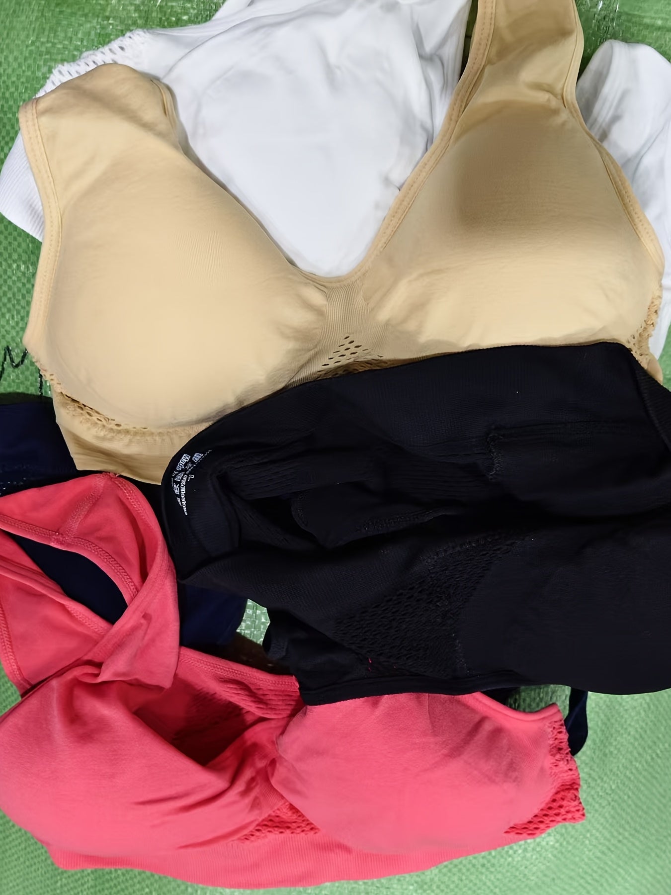 [Wire-Free] Wire-Free Sports Bras - 5pcs, Solid Color, Mesh, Breathable, High Elasticity - For Yoga, Fitness, and Running