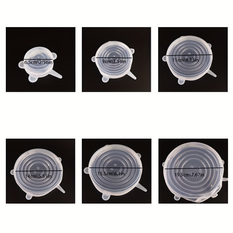 6-Pack Silicone Elastic Lids, Reusable Durable Food Storage Bowl Covers, BPA-Free, Dishwasher & Freezer Safe, Kitchen Accessories