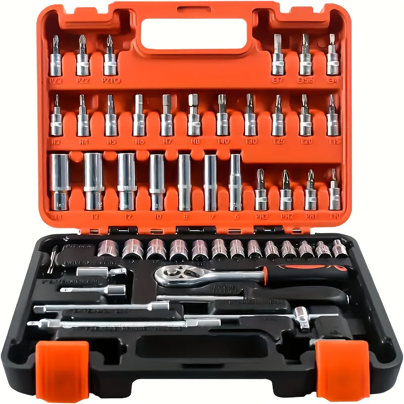 216/53/46pcs Professional Ratchet Toolset - Multi-functional Industrial Maintenance Kit with Torque Wrench, Screwdriver And Portable Repair Essentials for DIY Enthusiasts And Mechanics