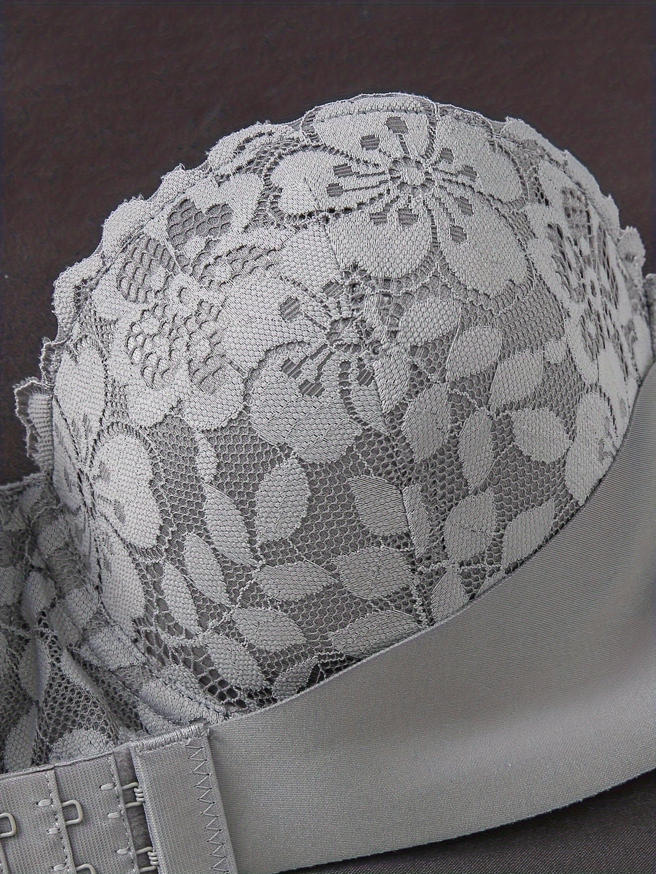 [3pcs Push-Up Lace Strapless Bras] 3pcs Elegant Lace Strapless Bras for Women - Invisible Front Closure, Push-Up Balconette Style with Non-Removable Pads, Breathable & Comfort Fit, Available in White, Gray, Black