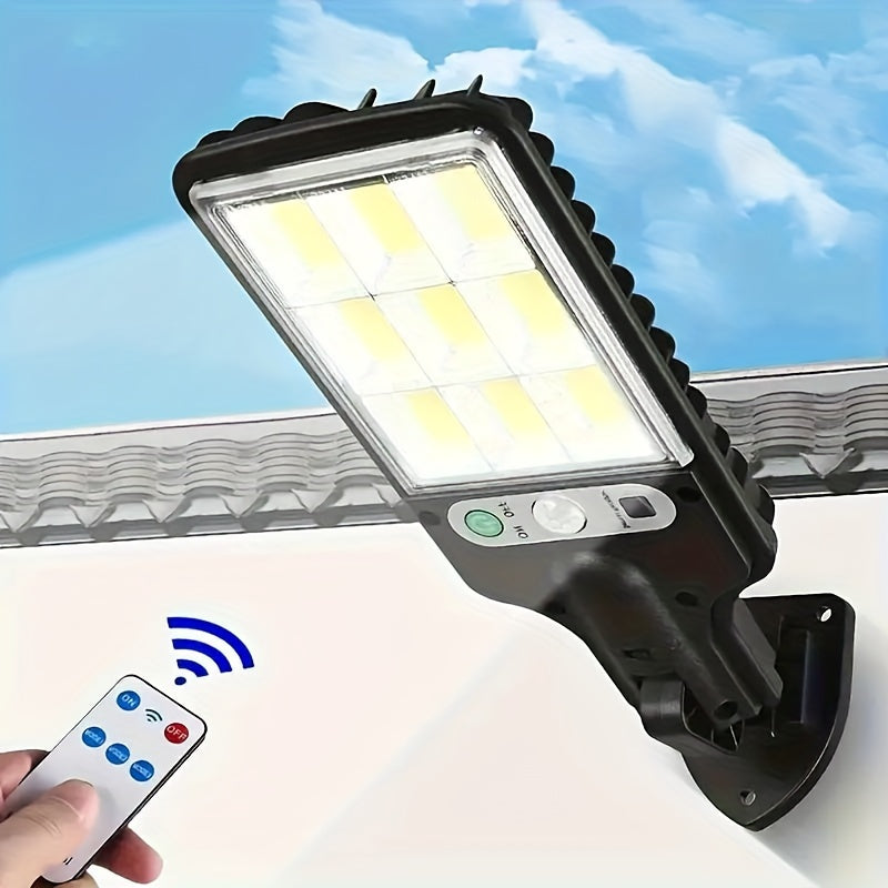 Solar-Powered LED Street Light 2200W | Human Body Induction | Remote Control | Durable Plastic | Semi-Flush Mount | Solar Panel | Energy-Efficient Outdoor Lighting for Gardens & Pathways, Security Lighting | Sleek Solar Light