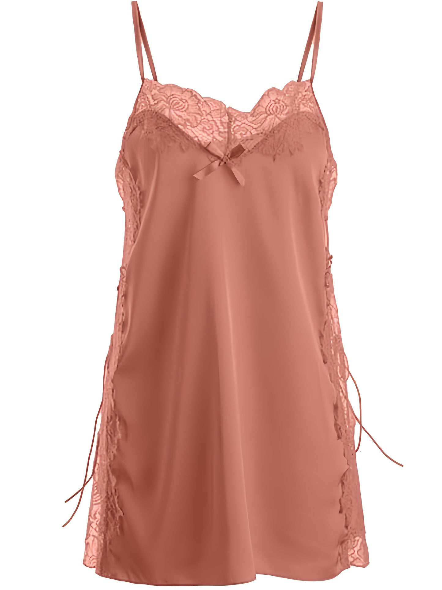 Women Babydoll Dress Sexy High Waist Valentines Lingerie Dress Lingerie Set Teddy Lingerie Hot Robe Pajamas Sexy Lace Silky Lingerie Set 2pcs Open Side Split Full Slip Chemise with G-string Thong Satin Nightwear for Women