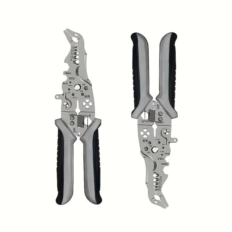 Industrial-Grade Multi-Function Wire Stripper with Non-Slip Grip - Copper Cutting, Crimping & Stripping Pliers for Electricians