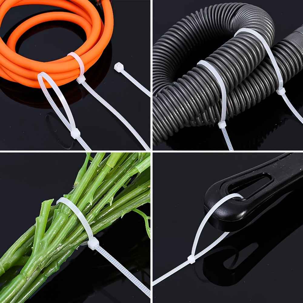 300pcs Heavy-Duty Nylon Cable Ties Set - Assorted Sizes 16"/8"/6", High Tensile Strength, UV Resistant, Self-Locking, Easy to Use, Black Zip Ties for Home, Office, and Industrial Cable Management, Organization, and Wire Bundl